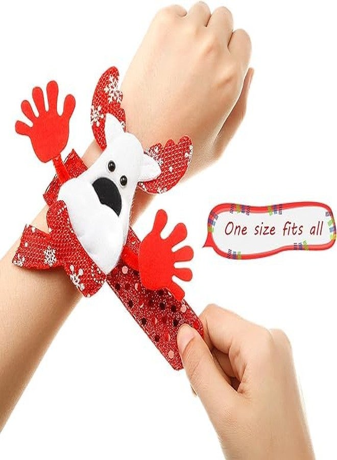 Sesonby 12 Pcs Christmas Slap Bracelets Christmas Wristband Santa Claus Christmas Santa Bracelet Wrist Band for Christmas Theme Party Decoration Christmas Bracelet Gift - Image 5